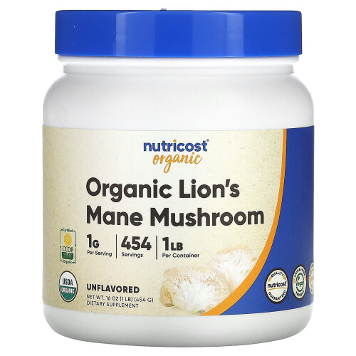 Nutricost, Οργανική Λέων Μανέ Μύκητας, Ασαφής, 1 λίβρα (454 γρ.)