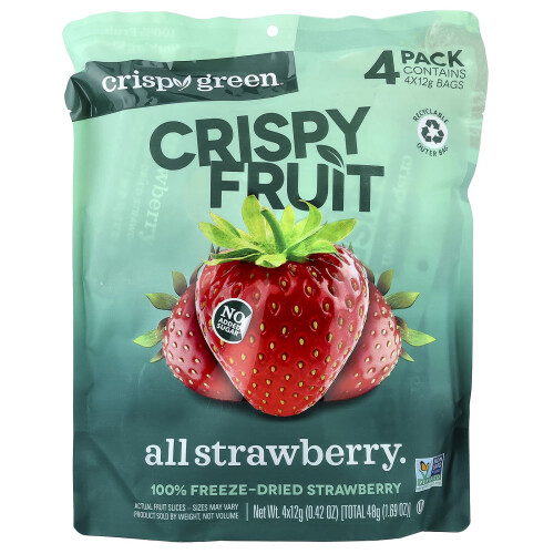 Crispy Green, Crispy Fruit, Alles Strawberry, 4 Pack, 0.42 oz (12 g) Each