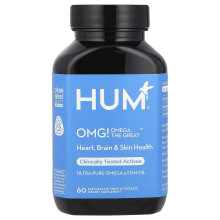 HUM Nutrition, OMG! Omega The Great, Ulei de Pește Omega-3 Purificat, 60 Capsule Soft