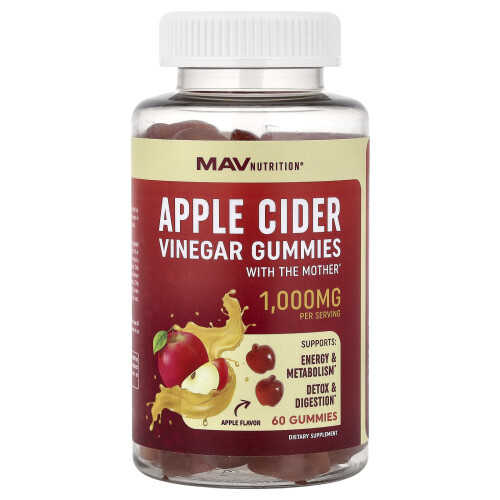 MAV Nutrition, Vinagre de Maçã com Máter com Gomas, Maçã, 60 Gomas