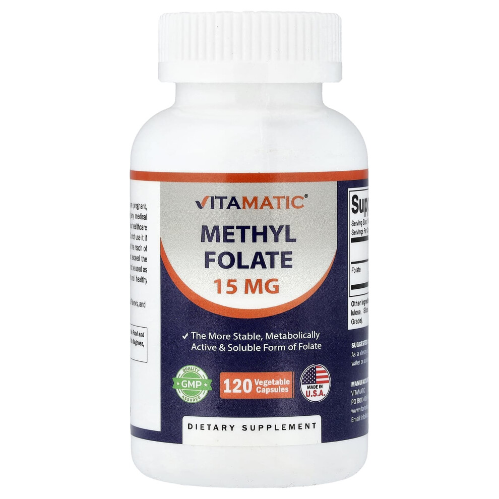 Vitamatic , Methyl Folate, 15 Mg, 120 Vegetable Capsules