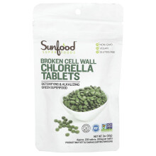 Sunfood, Tabletas de Chlorella con Pared Celular Rota, 250 mg, 228 Tabletas, 2 oz (57 g)
