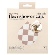 Kitsch, Chapéu de Banho Flexível com Língua de Sátin, Terracotta Checker, 1 Capa