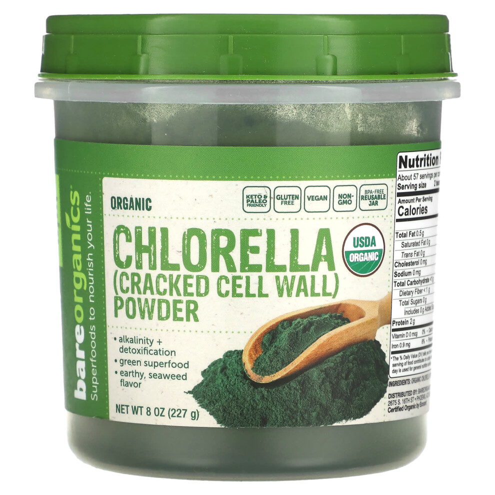 Bareorganics , Organic Chlorella Powder, 8 Oz (227 G)