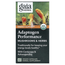 Gaia Herbs, Anpassningsprestation, Svampar & örter, 60 Veganska kapslar