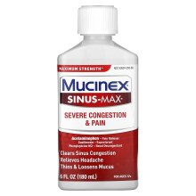 Mucinex, Sinus-Max, Svår congestion & smärta, För åldrarna 12+, 6 fl oz (180 ml)