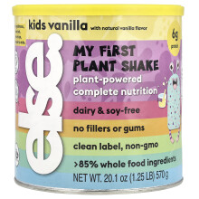 Else, Első Növényi Shake, Növényi alapú Teljes Kiegyensúlyozás, Gyerekek Vanília, 20,1 oz (570 g)