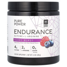 Dr. Mercola, Pure Power, uithoudingsvermogen, glycine + L-arginine, bessenbom, 9,1 oz (258 g)