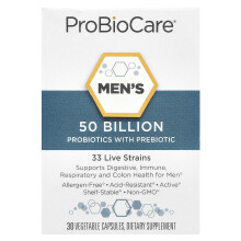 ProBioCare, Mands Probiotika Med Prebiotik, 50 Billion, 30 Vegetariske Kapsler