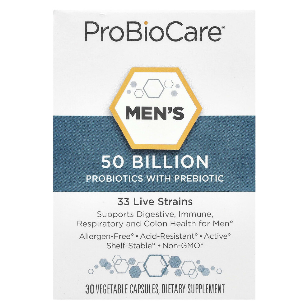 Probiocare , Men's Probiotics With Prebiotic, 50 Billion, 30 Vegetable Capsules