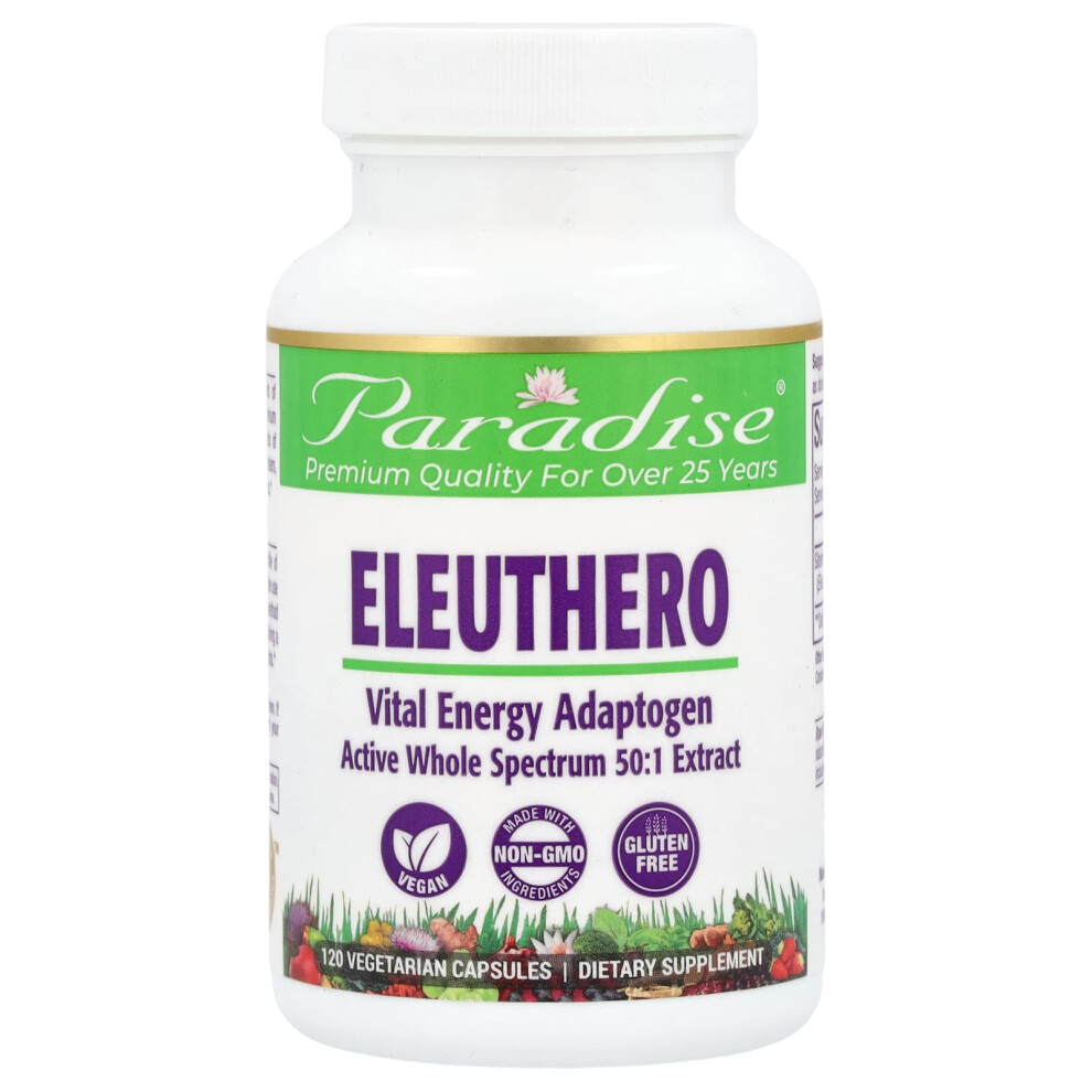 Paradise Herbs , Eleuthero, 120 Vegetarian Capsules (250 Mg Per Capsule)