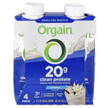 Shake de Protein Curat de Orgain, Vanilă de Bambus, 4 Pack, 11 fl oz (330 ml) Fiecare