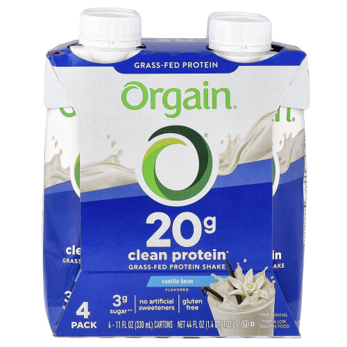 Οργάν, Καθαρή Πρωτεΐνη Shake, Vanilla Bean, 4 Πακέτα, 11 fl oz (330 ml) Κάθε