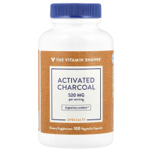 The Vitamin Shoppe, Ενεργοποιημένη Χάρκολα, 100 Vegetable Capsules (260 mg per Capsule)