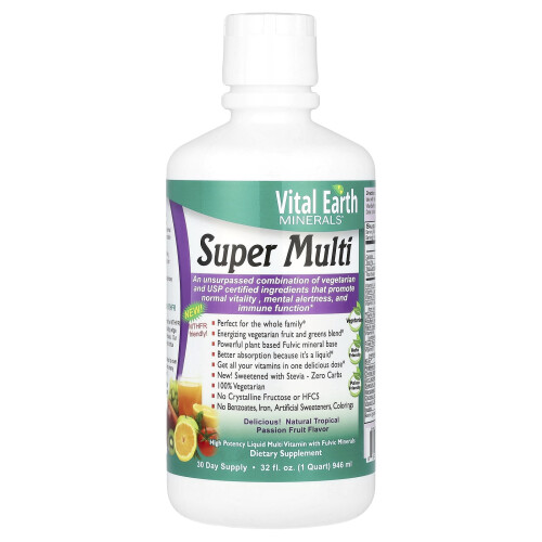 Vital Earth Minerals, Super Multi, Φυσική Τροπική Πασιόν Φρούτο, 32 fl oz (946 ml)