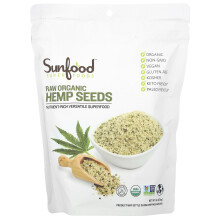 Sunfood, Rákok szervezetből származó, szerves kendermag, 1 font (454 g)