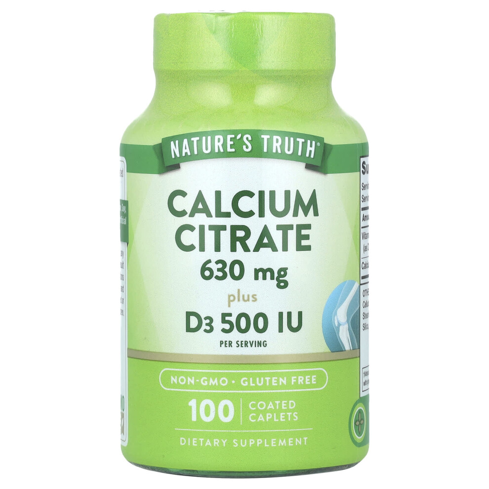 Nature's Truth , Calcium Citrate Plus D3, 100 Coated Caplets