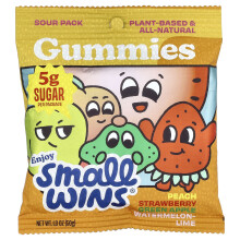 Enjoy Small Wins, Gummin, Sur Pack, Persik, Hallon, Grön Äpple, Vattenmelon-Lime, 1,8 oz (50 g)