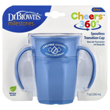 Dr. Brown's, Milestones, Cheers360, Spoutless Transition Cup, 6 Months +, Blue, 7 oz (200 ml)