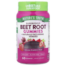 Nature's Truth, Superfood Rote Beete + Schwarzer Pfeffer, Natürliche Erdbeere, 60 vegane Gummibärchen