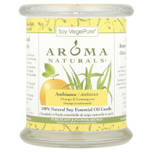 Aroma Naturals, Soy VegePure, 100% Natuurlijke Soy Essentiële Olie Kaars, Ambiance, Orange & Lemongrass, 8,8 oz (260 g)