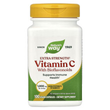 Nature's Way, Vitamiini C Bioflavonoidien kanssa, Extra Voimainen, 1,000 mg, 100 Vegan Pillereitä