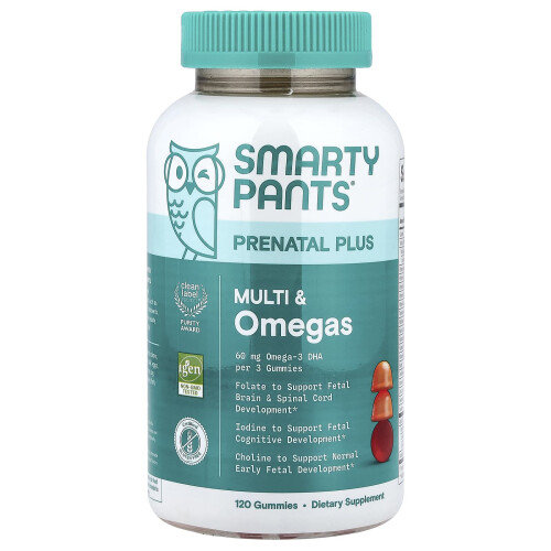 SmartyPants, Prenatal Plus, Gomas de Multi e Omegas, Laranja e Limonada de Morango, 120 Gomas