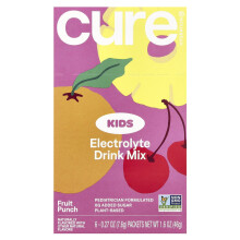 Cure Hydration, Kids, Ηλεκτρολυτικό Ποτό Μίγμα, Fruit Punch, 6 Πακέτα, 0.27 oz (7.6 g) Κάθε