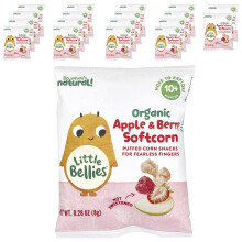 Little Bellies, Organic Apple & Berry Softcorn, 10+ kuukautta, 18 Pakkausta, 0.28 oz (8 g) Kappale