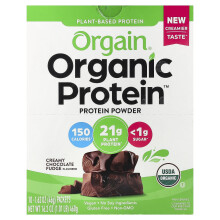 Orgain, Økologisk Proteinpulver, Plant-baseret, Kremet Chokolade Fudge, 1,62 oz (46 g)