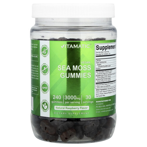 Vitamatic, Vegan Sea Moss Γάμες, Φυσική Ρασπιέλα, 240 Γάμες