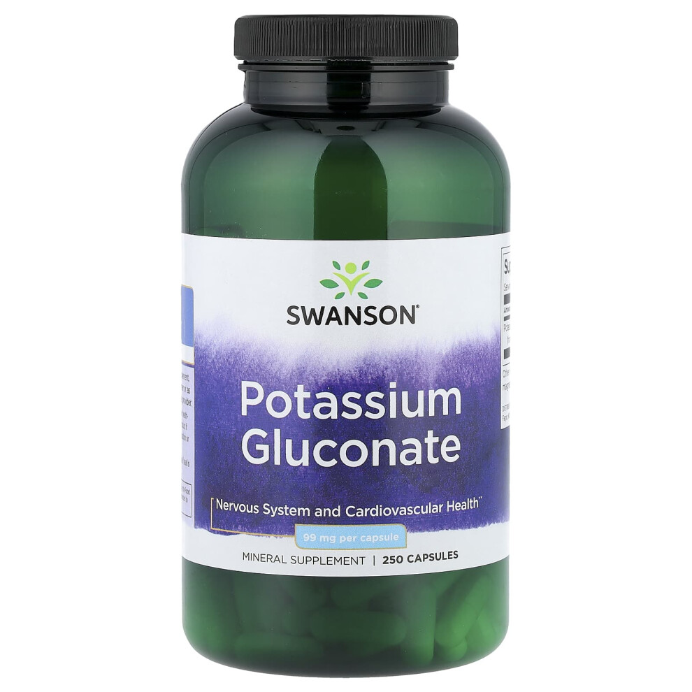 Swanson , Potassium Gluconate, 99 Mg, 250 Capsules