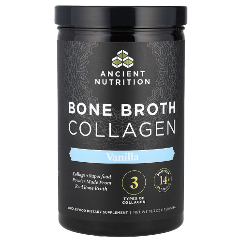 Ancient Nutrition, Bottenbouillon Kollageen, Vanille, 1,1 lbs (519 g)