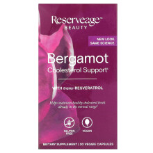 Reserveage Beauty, Suport pentru Colesterol cu Bergamotă, 30 Capsule Vegane