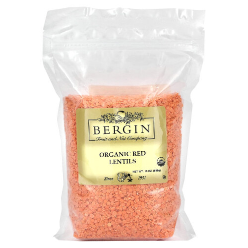 Bergin Fruit and Nut Company, Οργανική Κόκκινα Λεντίδια, 19 oz (539 g)