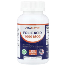 Vitamatic, Ácido Fólico, 1,000 mcg, 240 Tabletas Vegetarianas