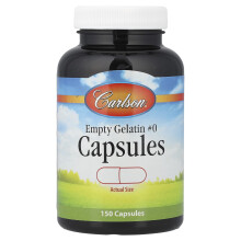 Carlson, Empty Gelatin Capsules #0, 150 Capsules