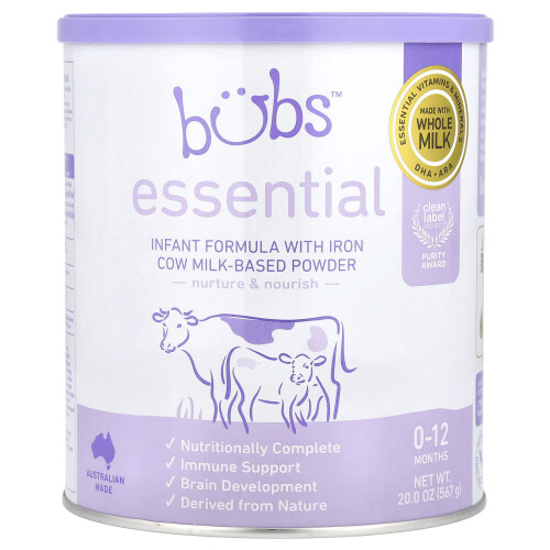 Aussie Bubs, Esențial, Formula de Copil cu Lapte de Vacă, 0-12 Luni, 20 oz (567 g)