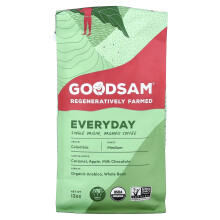GoodSam, Café Orgánico de Origen Único, Todos los Días, Granos enteros, Tostado Medio, 12 oz
