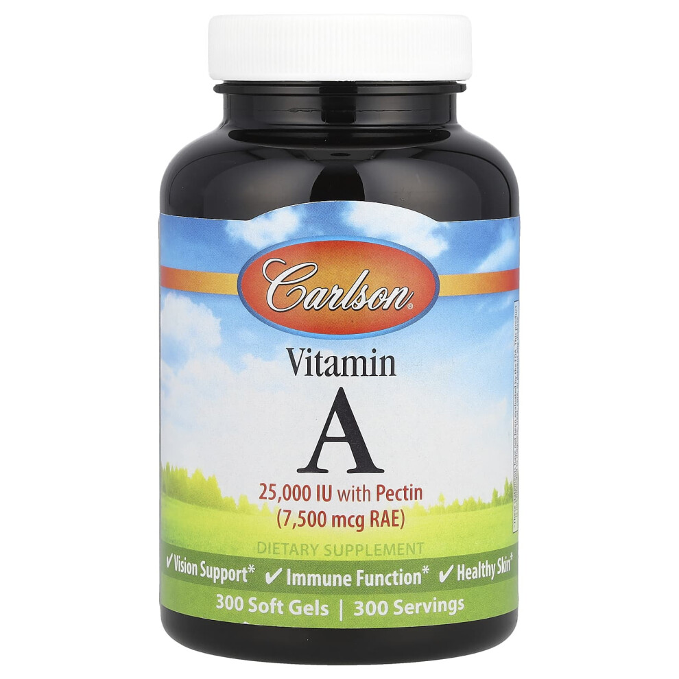 Carlson , Vitamin A, 7,500 Mcg Rae (25,000 Iu), 300 Soft Gels