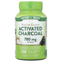 Nature's Truth, Vitamine, Premium Kokos-Kohlenwasserstoff-Aktivkohle, 780 mg, 150 schnelle Freisetzungskapseln (260 mg pro Kapsel)
