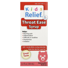 Homeolab USA, Kid's Relief, Throat Ease Sirap, 0-12 År, 3,4 fl oz (100 ml)