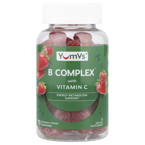 YumVs, B Complex With Vitamin C Gummies, Strawberry, 70 Gummies