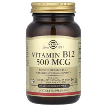 Vitamina B12 de Solgar, 500 mcg, 250 Cápsulas Vegetales