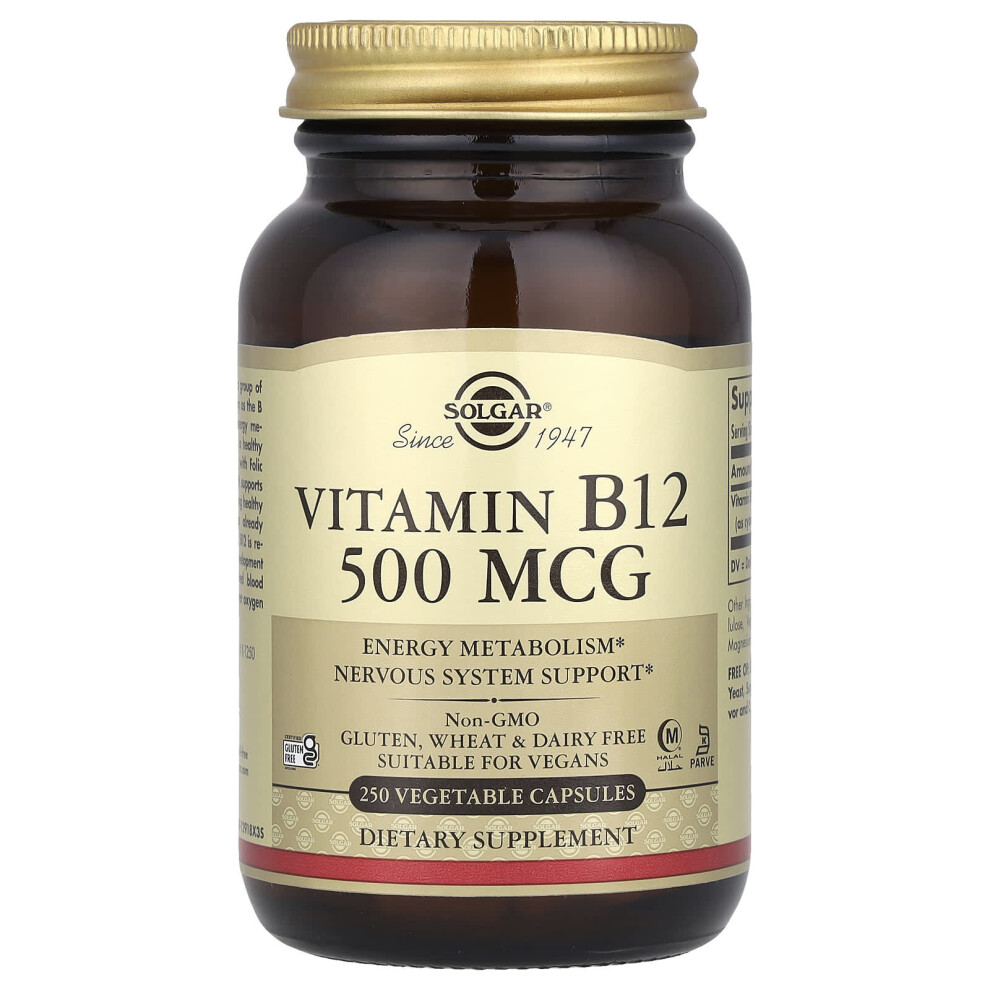 Solgar , Vitamin B12, 500 Mcg, 250 Vegetable Capsules