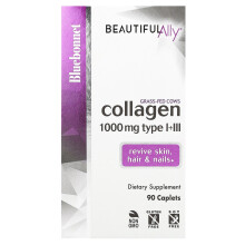 Bluebonnet Nutrition, Beautiful Ally, Kollagen Typ I+III, 1 000 mg, 90 Kapielok