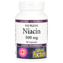 Natural Factors, Niacin, Kein Flushing, 500 mg, 90 Kapseln