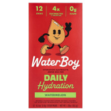 Waterboy, Hidratação Diária, Mistura de Bebida de Eletrólitos, Melancia, 12 Embalagens de Palito, 0,11 oz (3 g) Cada