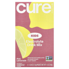 Cure Hydration, Kids, Ηλεκτρολυτικό Ποτό Μίγμα, Pink Lemonade, 6 Πακέτα, 0.26 oz (7.3 g) Κάθε