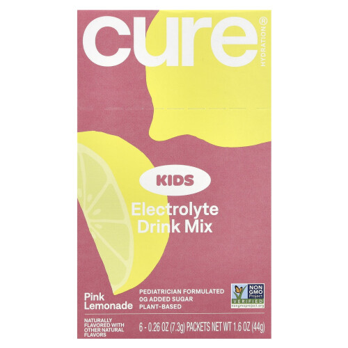 Cure Hydration, Kids, Ηλεκτρολυτικό Ποτό Μίγμα, Pink Lemonade, 6 Πακέτα, 0.26 oz (7.3 g) Κάθε